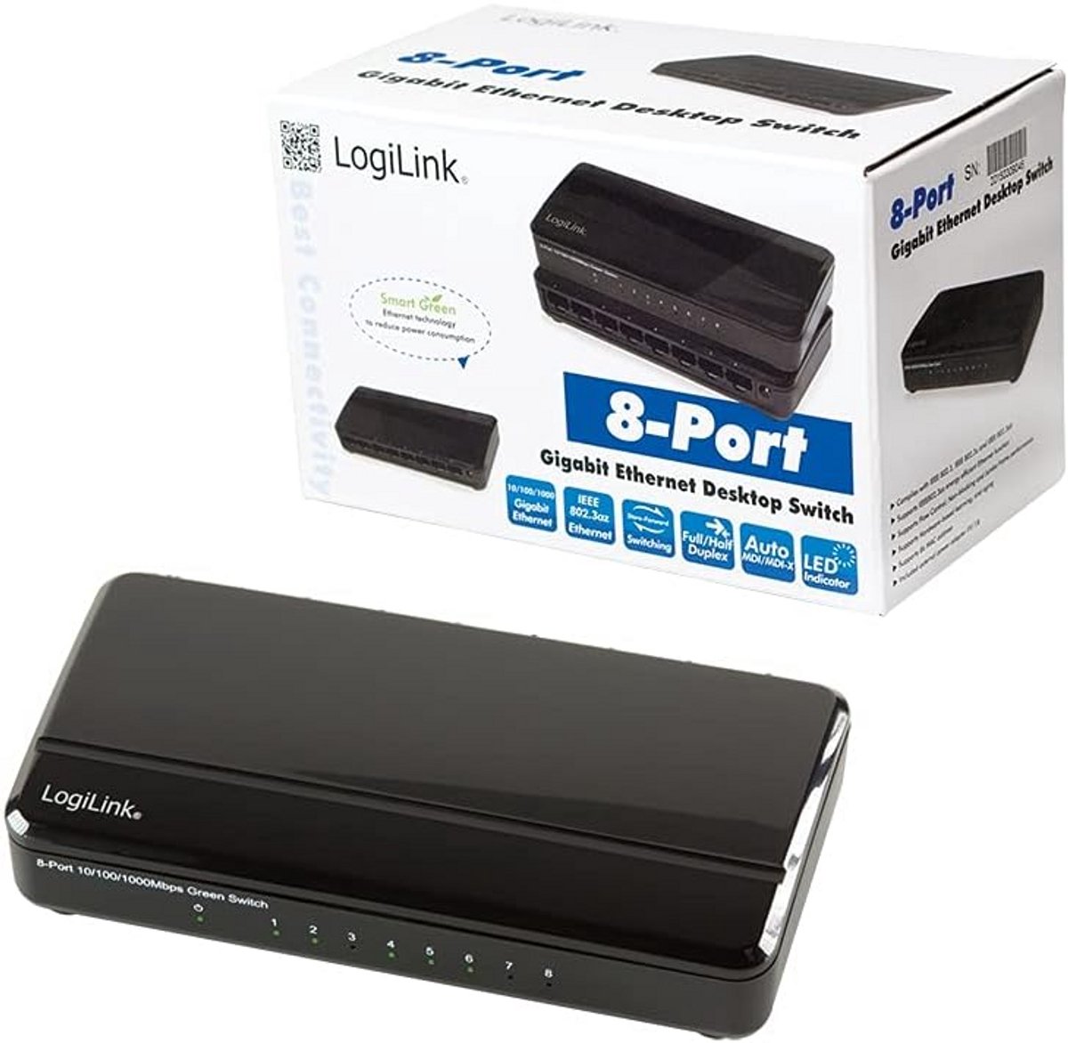 Gigabit Netwerk Switch 8 Poorten - Unmanaged L2 10/100/1000 Snelheid