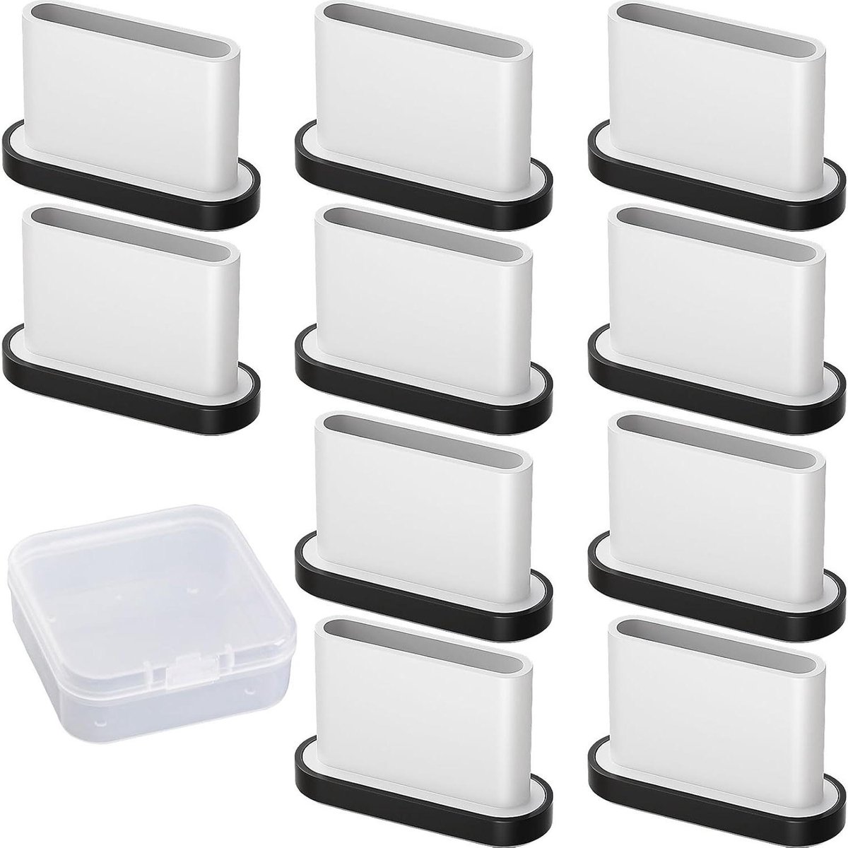 10 stuks stofbescherming en stofstekker USB C, type C, zwart - compatibel met iPhone, Samsung, Xiaomi, Huawei - inclusief opbergdoos.