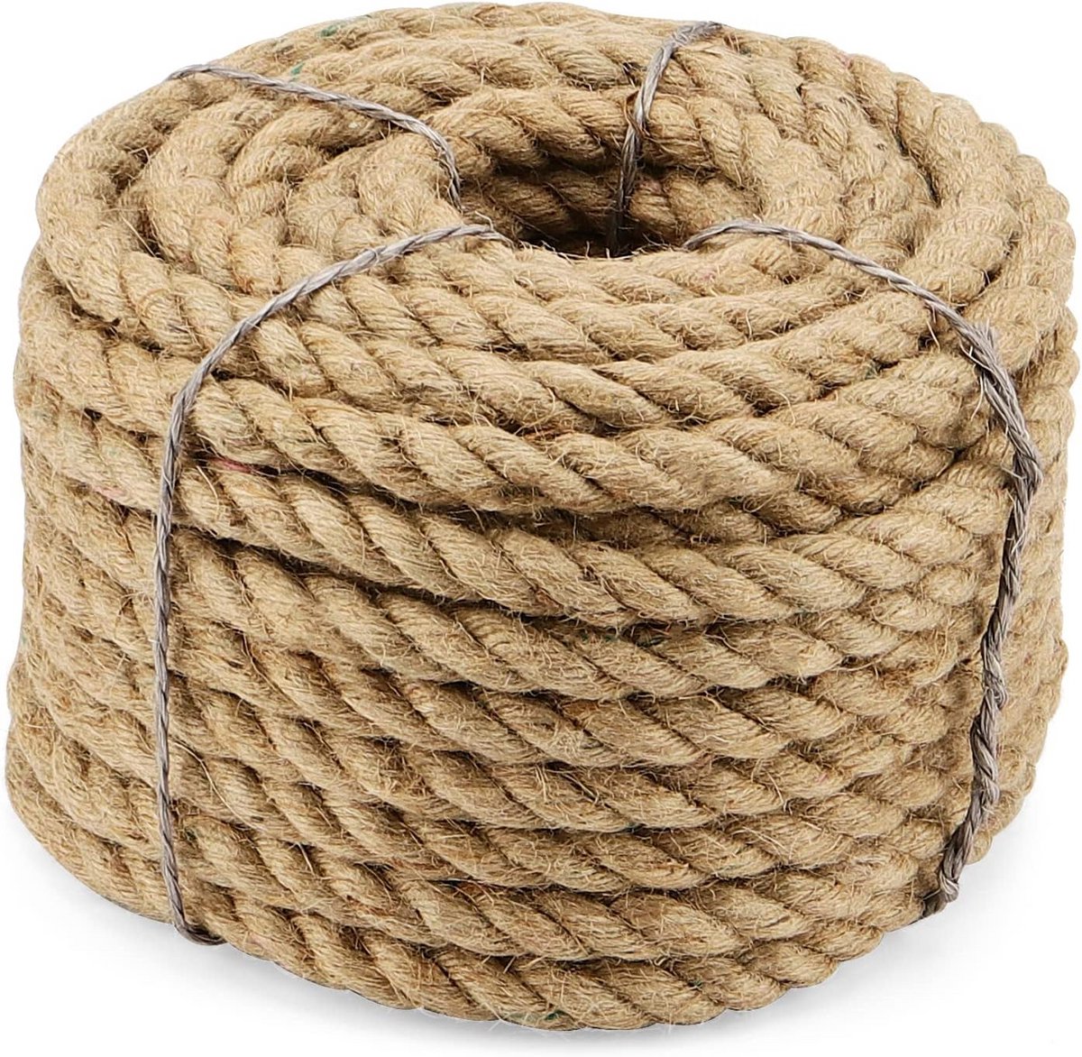 20 Meter Dik Jute Touw 14mm - Sterk Geknoopt Hennepkoord voor Tuin & Ambacht