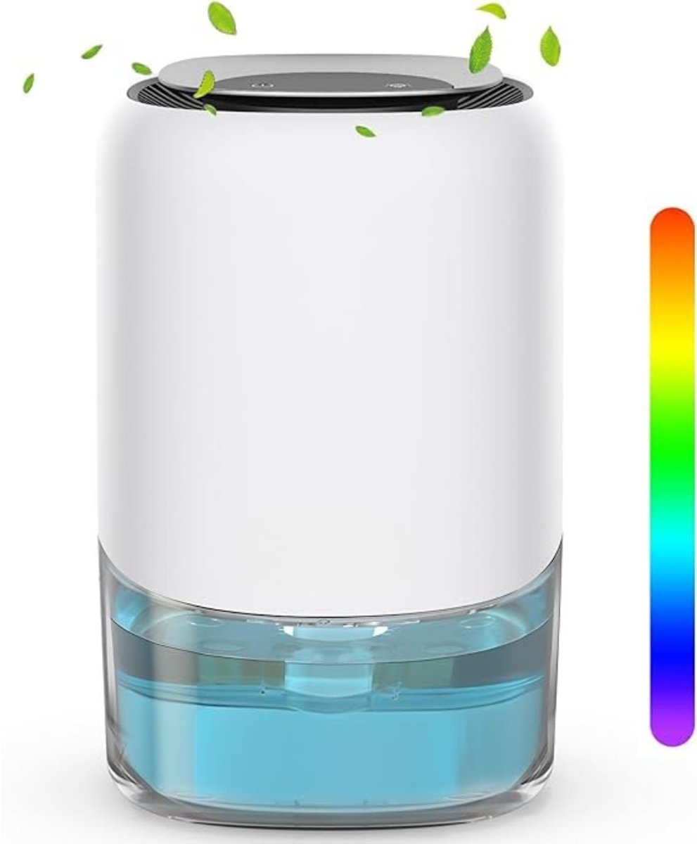 Aura® Luchtontvochtiger Slaapkamer - Luchtontvochtiger - Luchtreiniger - 1500ml - 2 Snelheden - Wit - 16cm x 16cm x 24cm