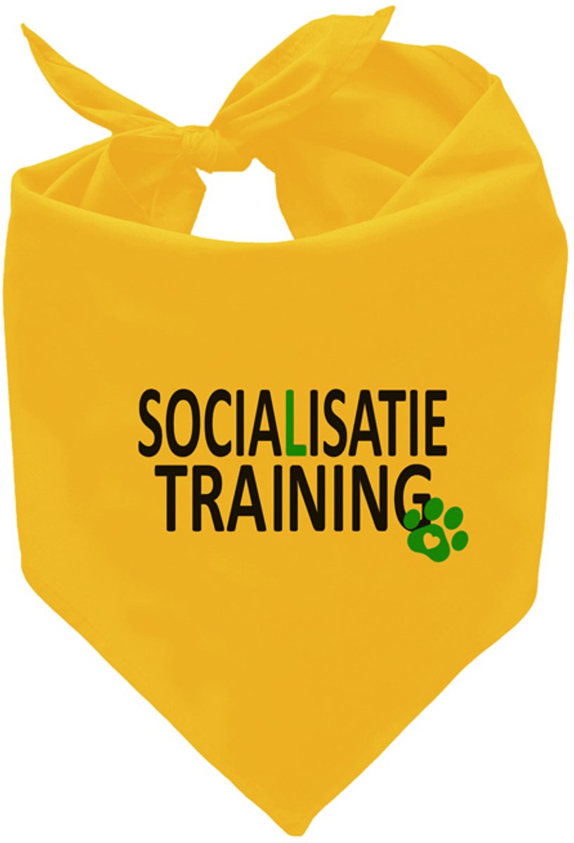 Gele honden bandana - Socialisatie training - 88cm voor middelgrote en grote honden. De gele hond, voor signalering en veiligheid.