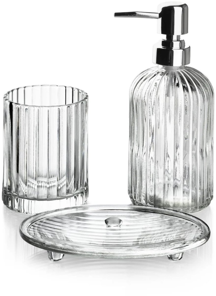 MONDEX - ARI WIT Bad kamer set - 400ml - Wit transparant