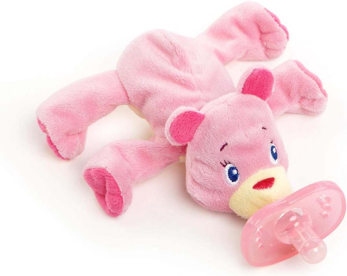 Knuffel met speenhouder en bijbehorende speentjes voor baby's
