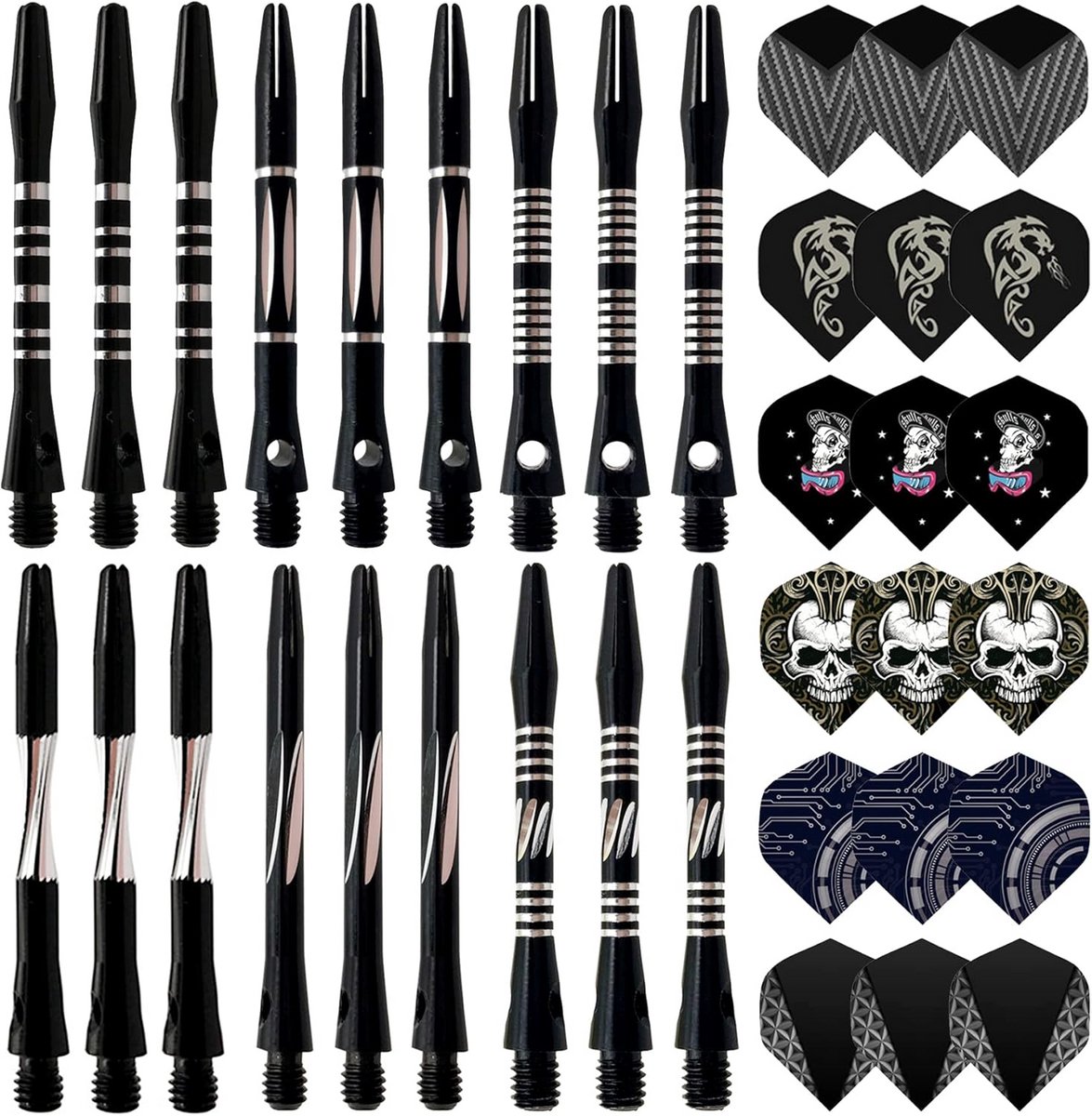 Dartpijlen Assortiment: 36 Stuks Dartschachten met Vleugels