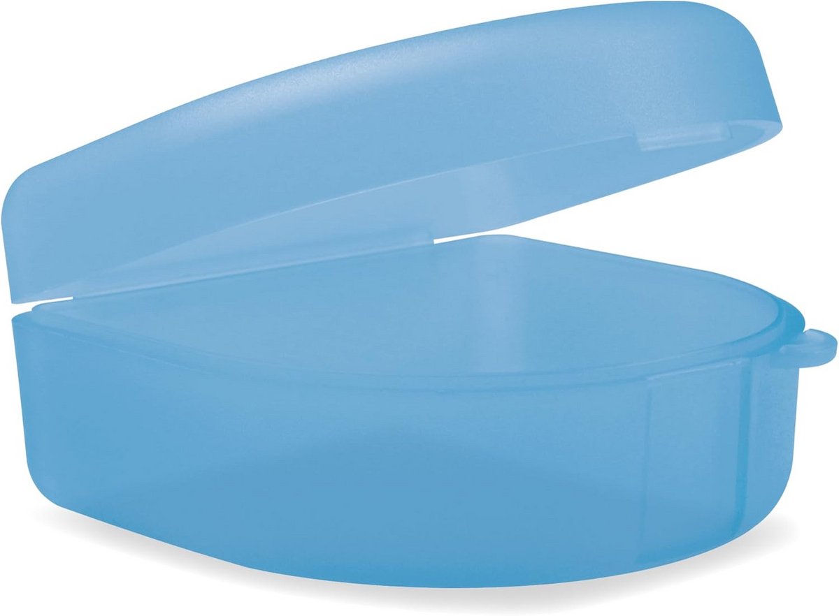 Platte Bewaardoos voor Tandbeugels, Gebits- en Bijtgleif, Blauw