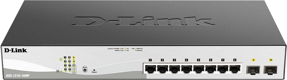 Smart Managed Gigabit Switch 10 Poorten met 130W PoE - L2+ Netwerk Switch