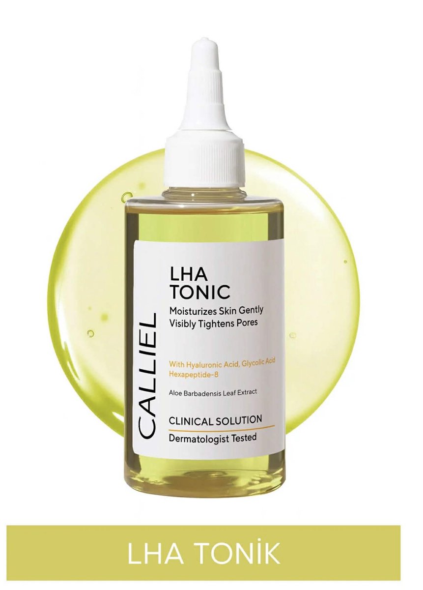 Calliel LHA Tonic Gezichtstoner - Hydraterend & Poriën Verfijnend - met Hyaluronic Acid - Glycolic Acid & Hexapeptide-8 Aloe Barbadensis Leaf Extract - 200 ml