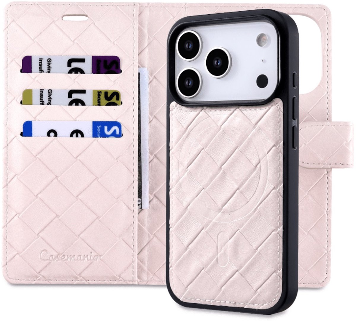 CaseMania - Bookcase 2-in-1 - Woven - MagSafe - iPhone 17 Pro - Zalm