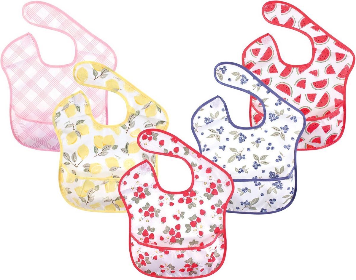 5-Pack Waterbestendige Slabbers met Kruimelvangzak voor Baby's