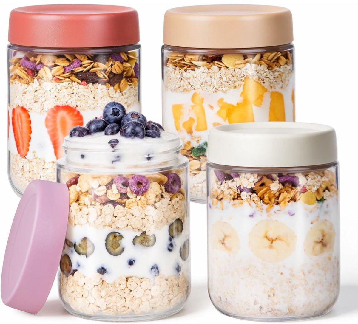 Overnight Oats Potjes - Mason Jar - Meusli Beker met Deksel