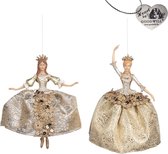 Goodwill Kerstbal Rococo Lady Goud-Bruin-Zilver-Wit H 18 cm  LET op prijs per stuk