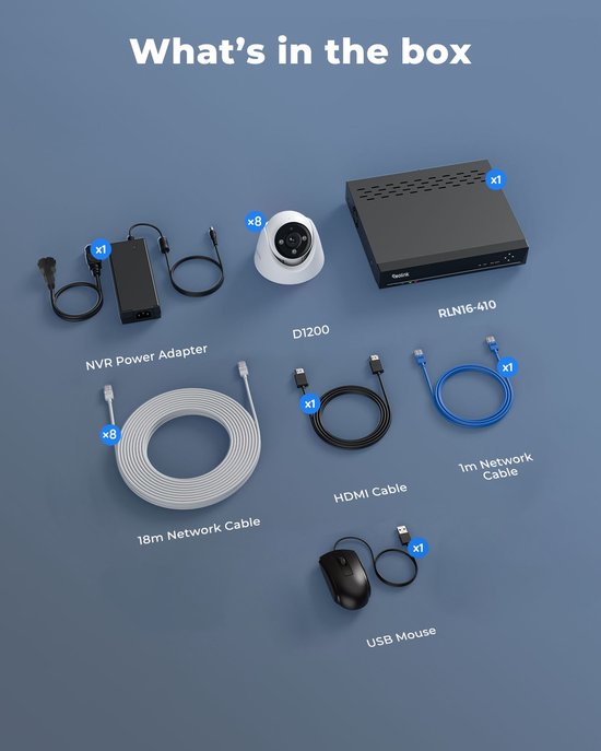 Reolink RLK16-1200D8-A 12MP PoE Beveiligingscamera Systeem, 8 Stuks H.265 12MP Dome Beveiligingscamera's, Persoons-, Voertuig- en Huisdierdetectie, Tweewegcommunicatie, Spotlicht Kleuren Nachtzicht, 16CH NVR met 4TB HDD voor 24/7 opname van Merkloos — afbeelding 5