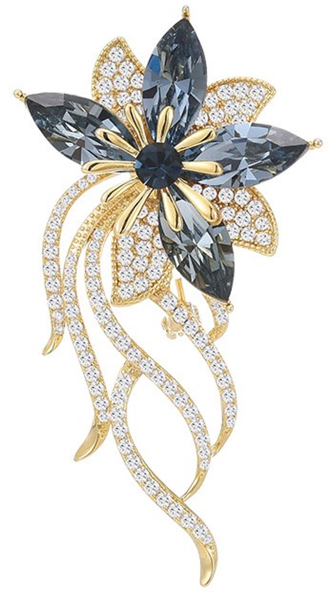 Goldpulse Broches - Dames Broche - vintage sieraden - Goudkleurige bloem broche – 6,4 × 3,4 cm – dames