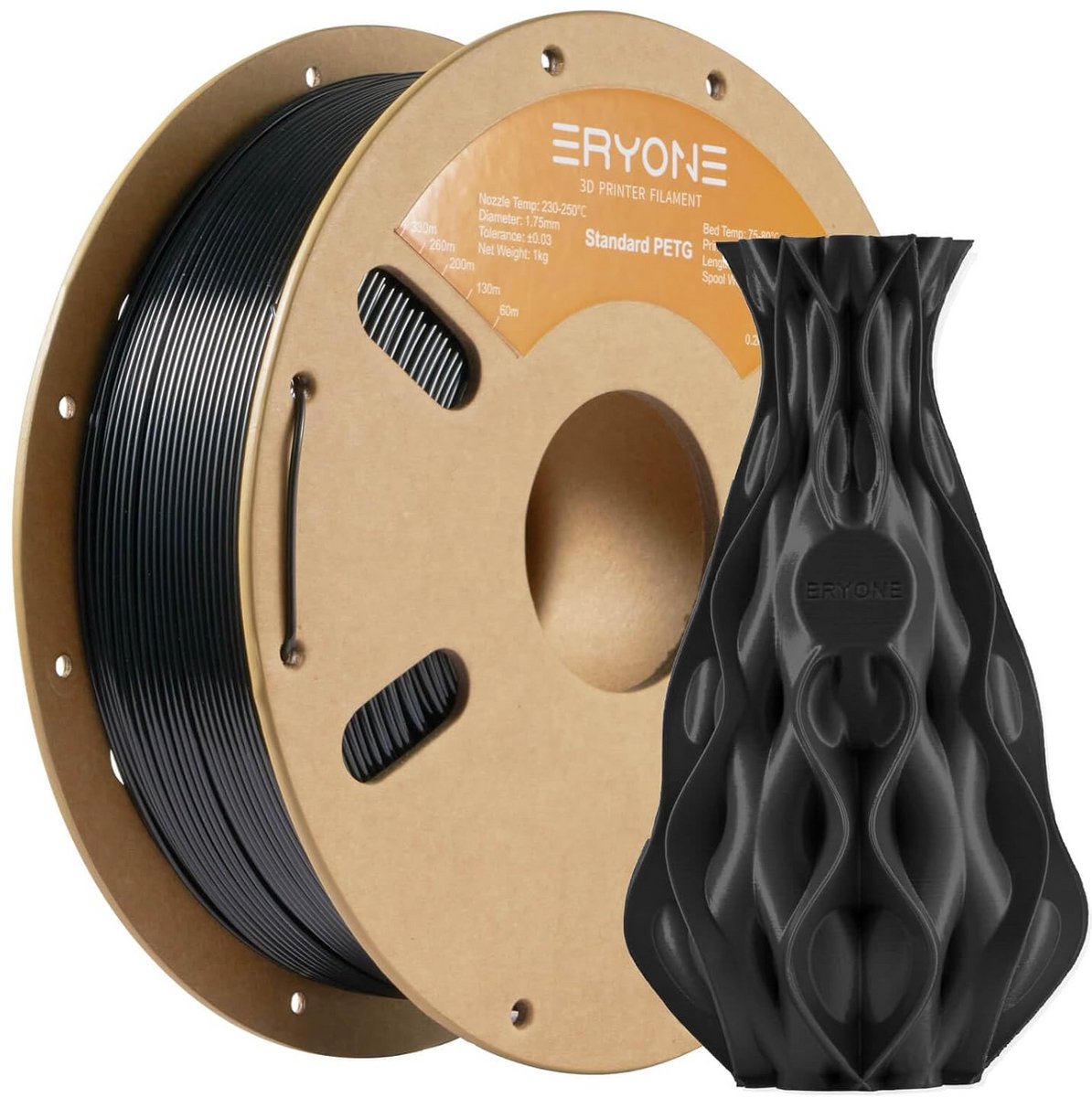 PETG Filament 1.75 mm Zwart 1 kg - Hoogwaardige 3D Printer Filament Spoel