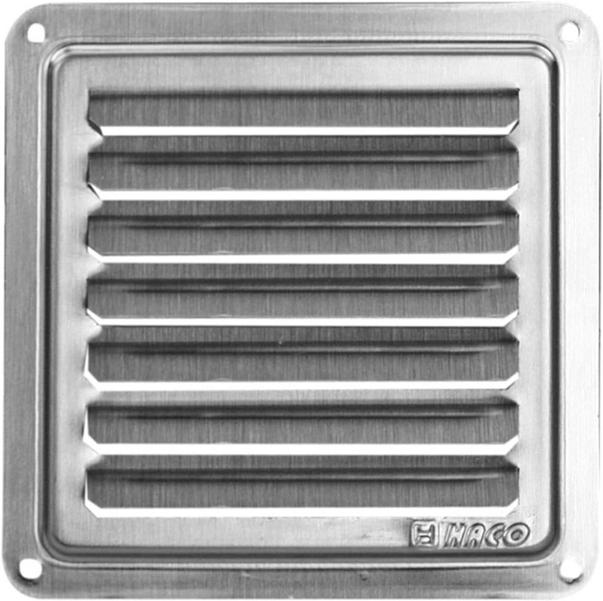 RVS Ventilatie Rooster Vierkant 100x100 mm met Vaste Lamellen voor Binnen en Buiten