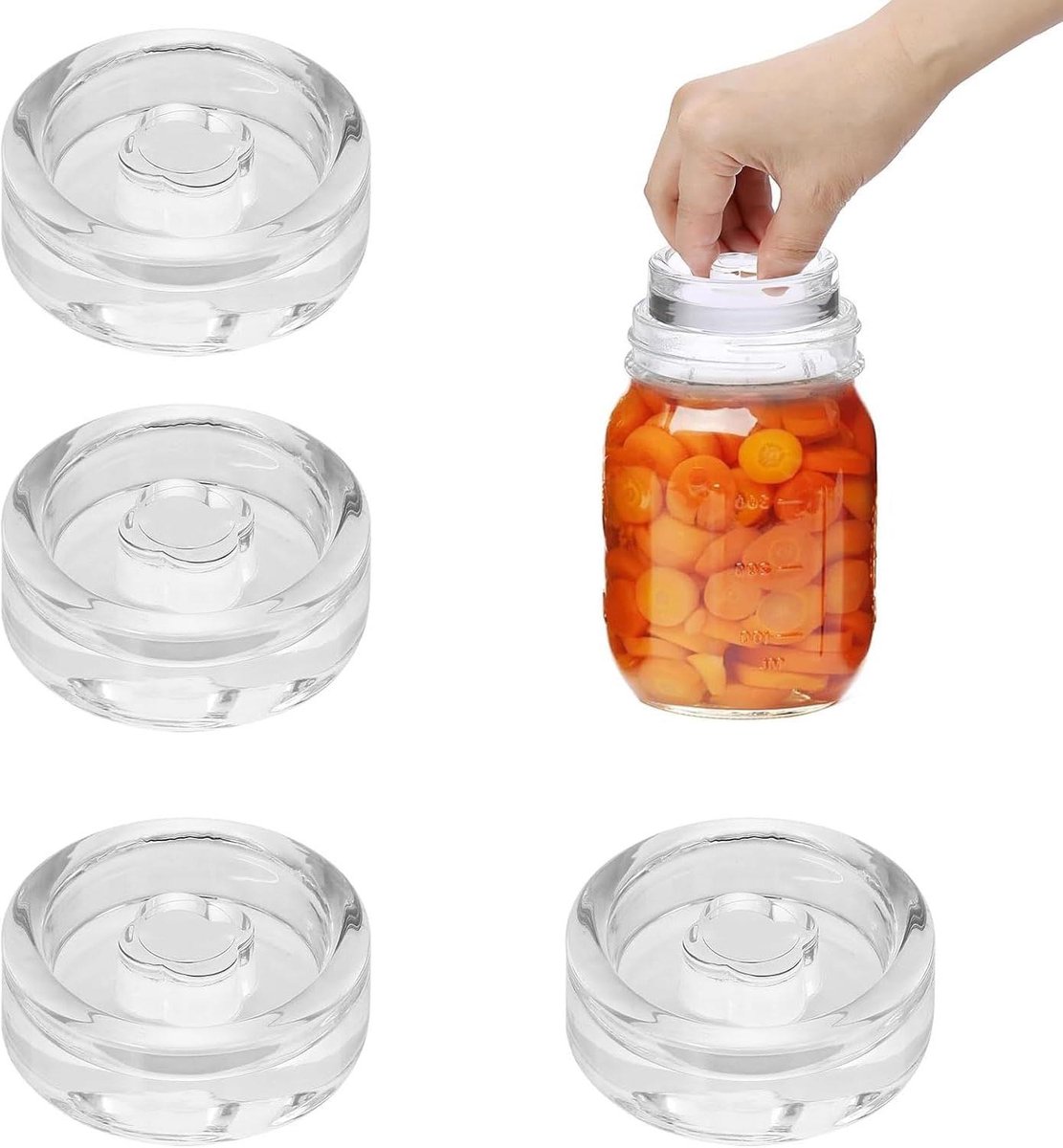 Set van 4 glasgewichten voor fermentatie, Ø 7 cm, inmaakpotten accessoire