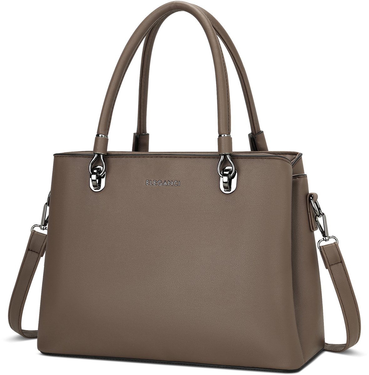Eleganci® - Dames Handtas - Schoudertas & Werktas - Taupe / Bruin - PU Leer - Verstelbare Schouderband - Dagelijks & Zakelijk - Kaki
