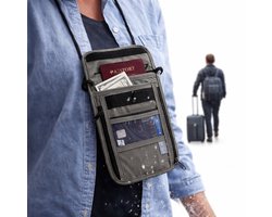RFID Luxe Nektasje – Reisportemonnee & Travel Wallet – Anti-Skimmen – Waterafstotend – Voor Paspoort & Pasjes – Dames & Heren – Grijs