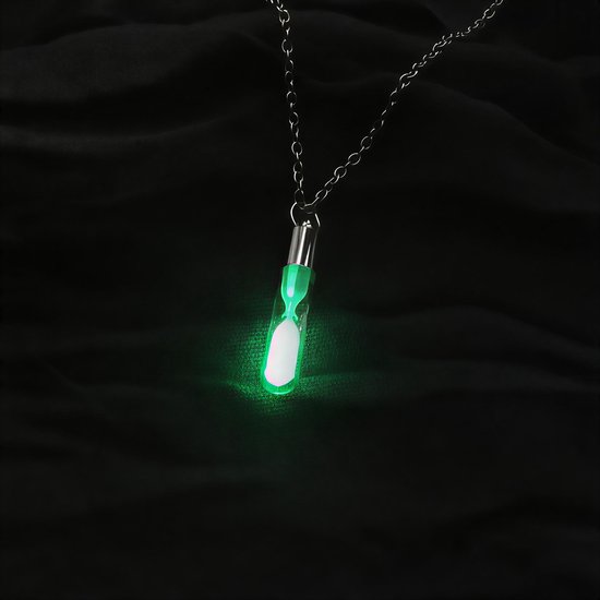 Glow-in-the-Dark Zandloper Ketting - Lichtblauw - Lichtgevend Glazen Hanger met Ketting, Luminescente Drift Bottle Sieraden Cadeau van JewelryWe — afbeelding 3