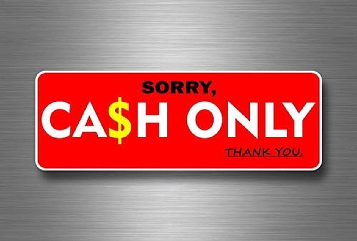 Zelfklevende 'Alleen Geld' Sticker voor Winkels en Bedrijven - A4 Formaat