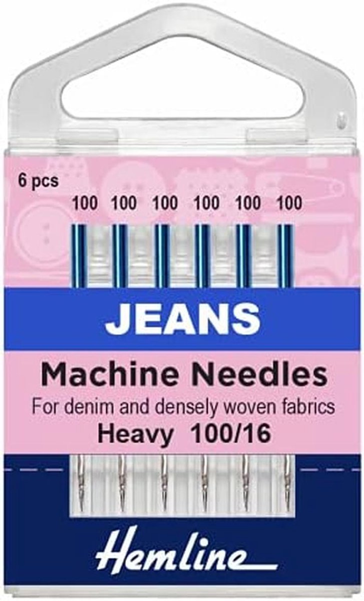 Sterke Jeans Naaimachine Naalden - Maat 100/16 - Geschikt voor Zware Stof (5 stuks)