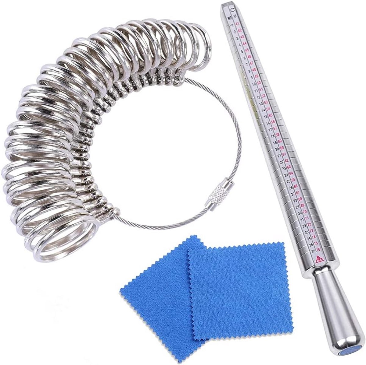 Professionele Ringmeetset met Ringdoorn en Meetstok - Meet EU Maten 41-76