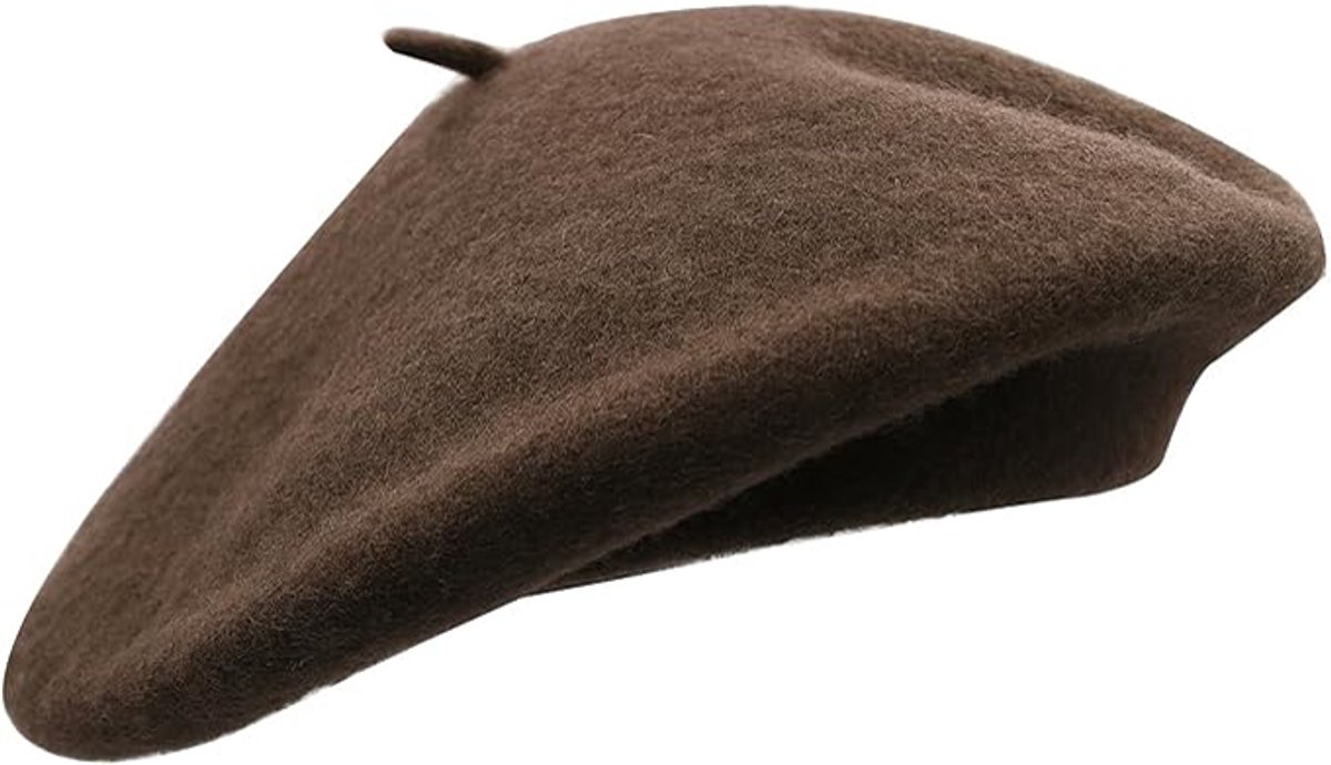 Damesbaret - Wintermuts - Wollen Franse stijl, effen kleur, klassieke kleur, unisex, zacht, warm, outdoor, vintage, kunstenaarsbaret, damesaccessoires, One Size,Koffie