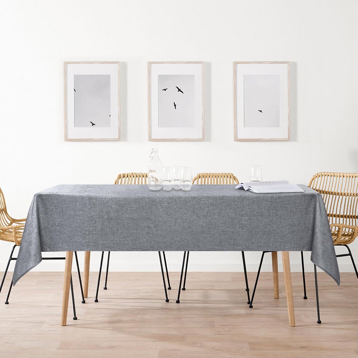 Waterafstotend Tafelkleed Linnenlook Grijs Wasbaar - Rechthoekig 110x140 cm