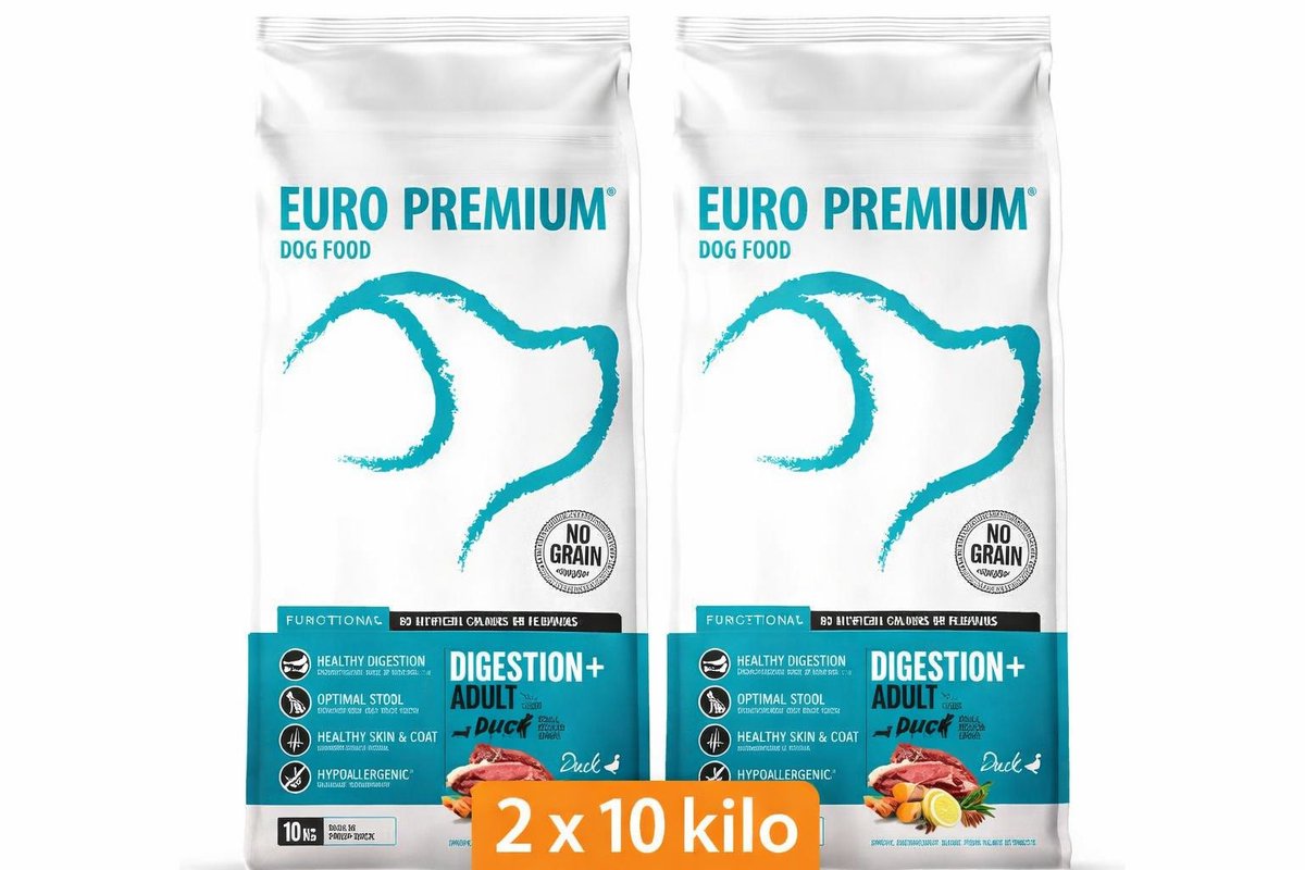 Euro-Premium Adult Digestion - Hondenvoer - 2x 10 kg Voordeelverpakking