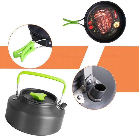 Homtas Outdoor Kampeerservies Set - Camping pannenset - Kampeerset - 18-delig - Compact & Duurzaam — afbeelding 2