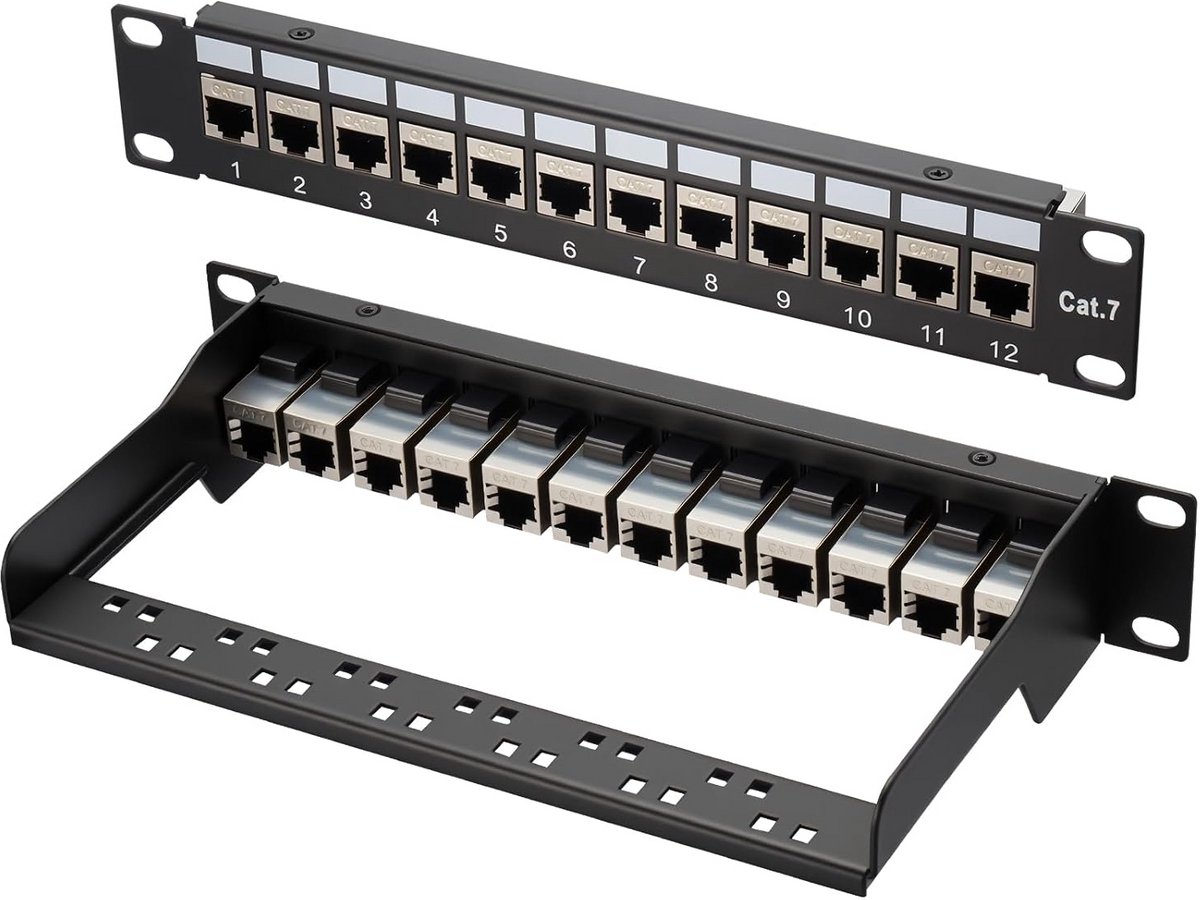 Netwerk Patchpaneel 12 Poorten CAT7 afgeschermd 1U voor Keystone Modules