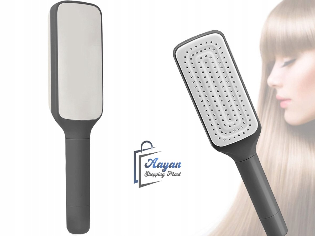 Zelfreinigende Haarborstel – Anti-Statisch – Ergonomisch – Voor Ontklitten & Stylen – Donkergrijs – 67520