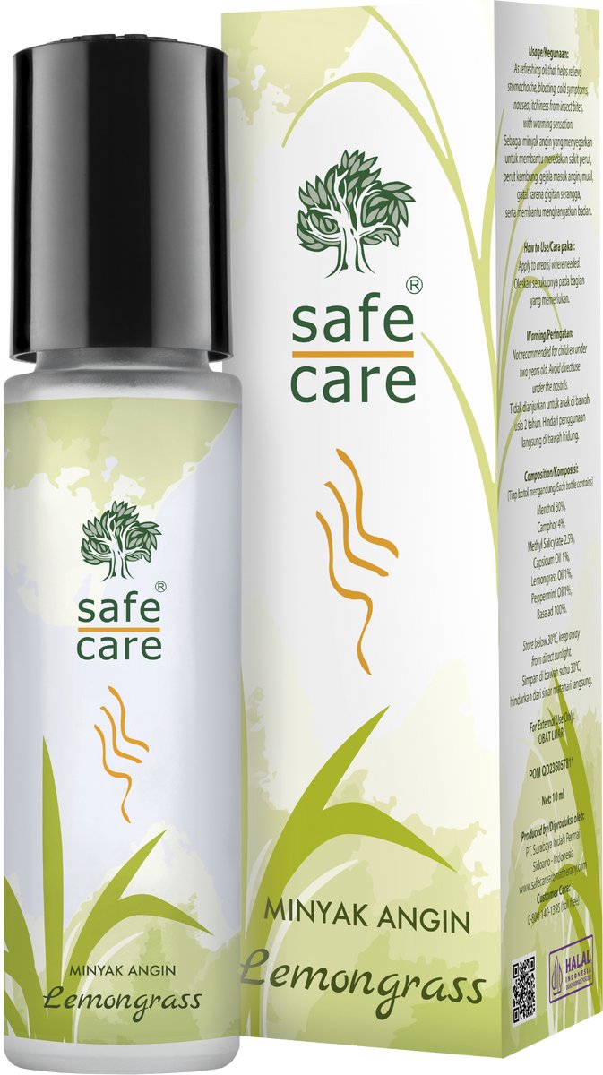 Safecare - Halal - Minyak Angin Lemongrass - 10ml - 1 stuk