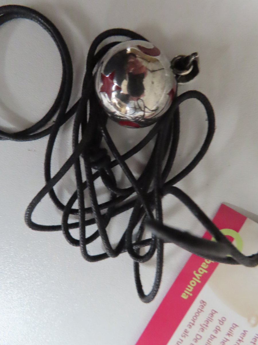 Babylonia - Bola Musical - Zwangerschapsketting ( Koord ) - Zilver - Ster / maan rood