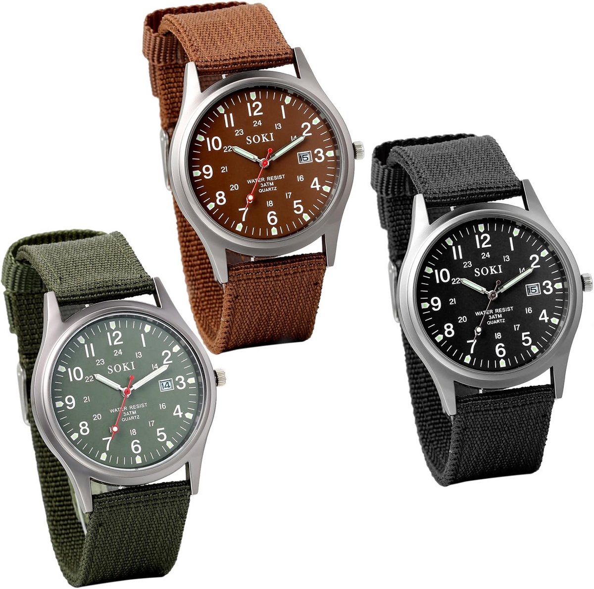 Klassiek Militair Polshorloge met Nylon Band - Waterbestendig Herenhorloge