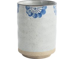 COZELLA® MIZU Aoi Hana Keramische Mok Zonder Oor – Theemok Koffiemok Japans – Yunomi Ø8 cm