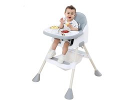 Quvo® Kinder Eetstoel – 2-in-1 Babystoel Voor Aan Tafel Met Dienblad - Baby Stoel Voor Eten - Meegroei Kinderstoel - Baby stoeltje Zitten – Meegroeistoel - Kindereetstoel - Grijs - 80cm x 55cm x 106cm