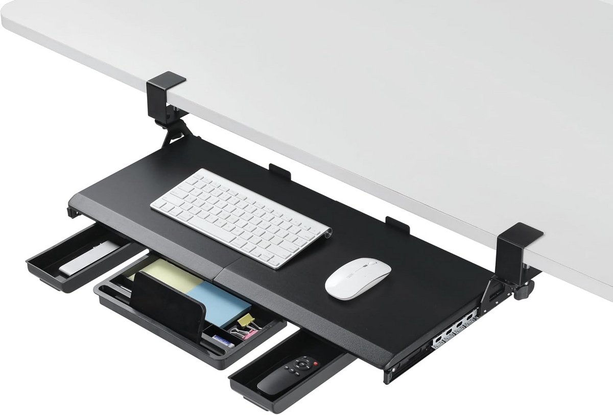Verstelbaar Onder Bureau Toetsenbordplank met Klem - Uitschuifbaar Werkblad voor Ergonomie