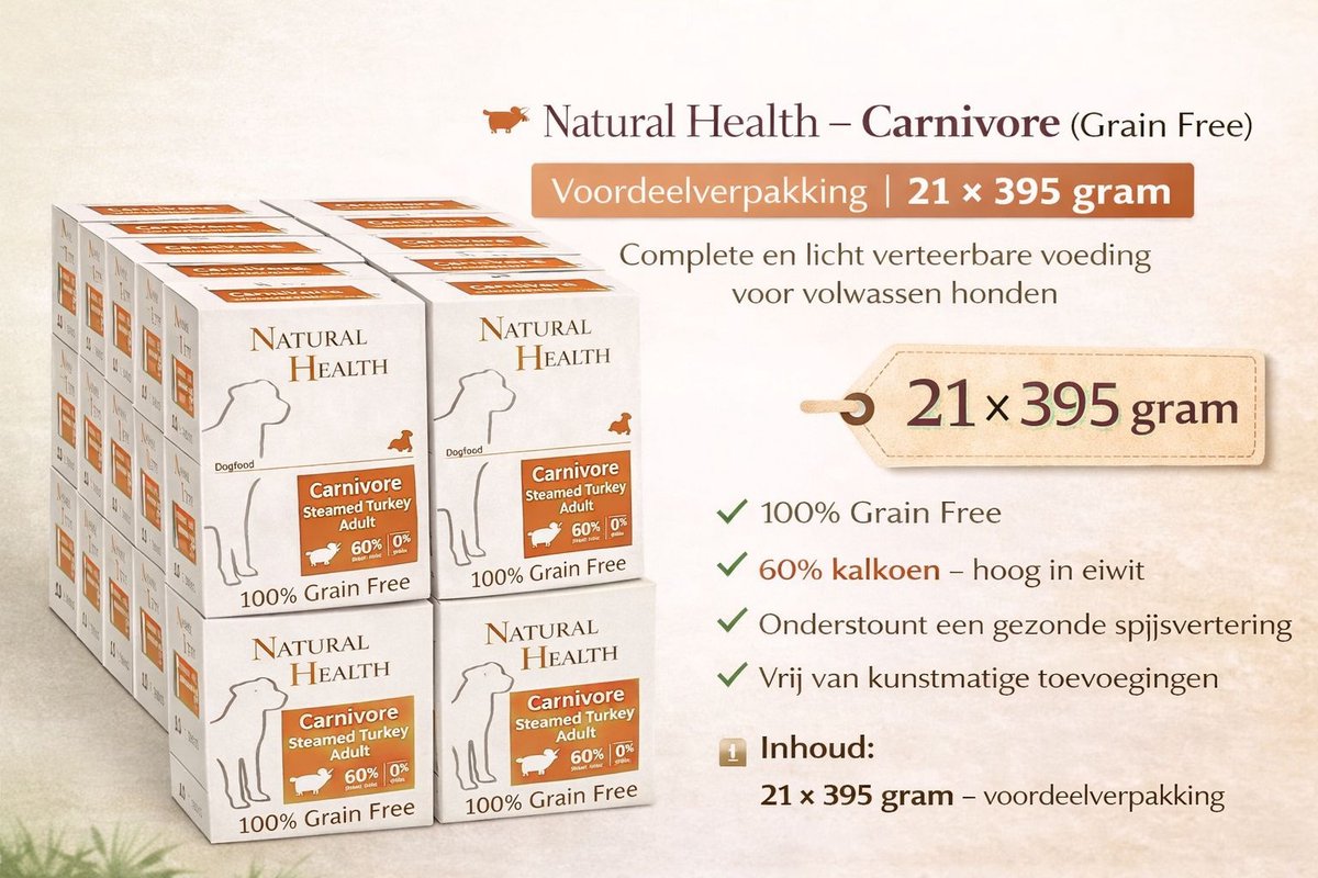 Natural Health Dog Steamed Carnivore Turkey - 21x395 gram