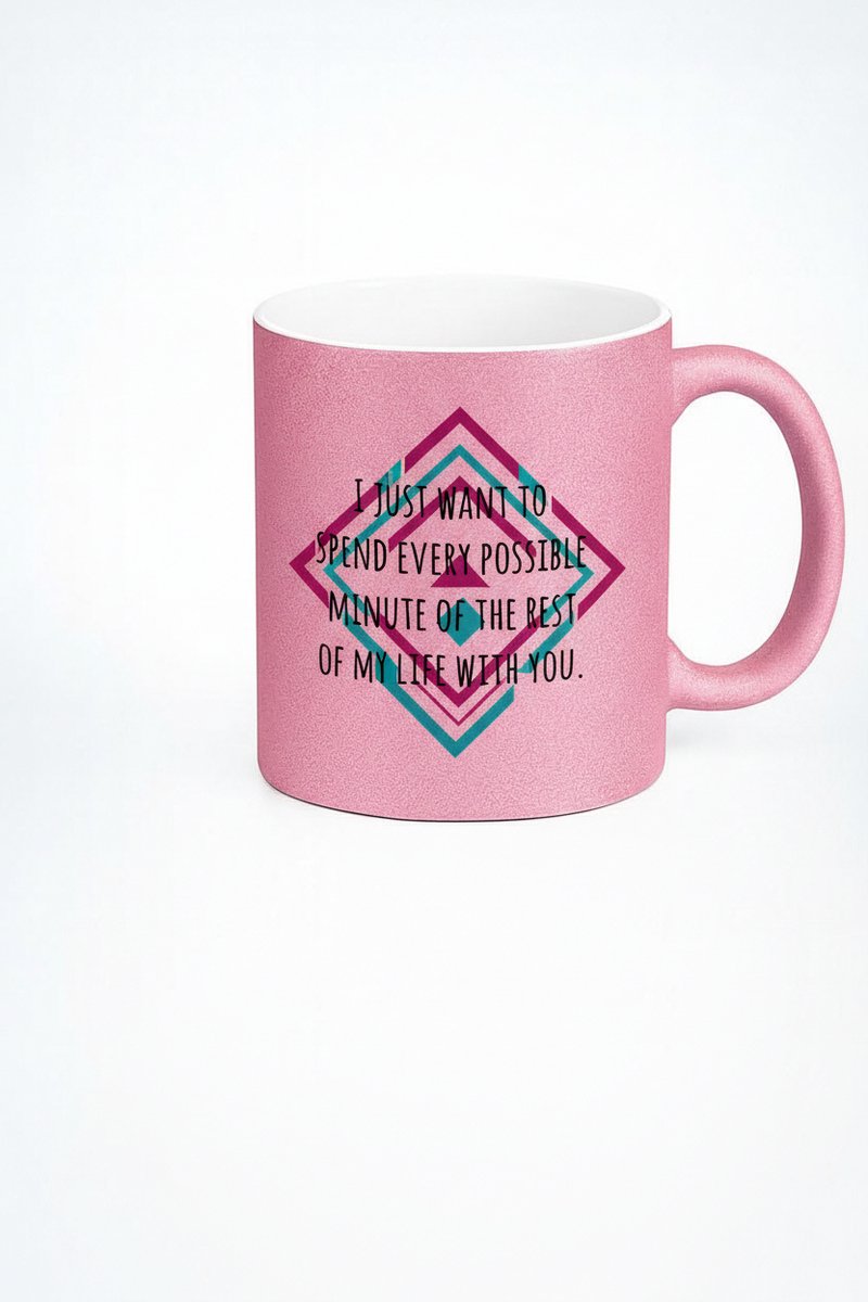 Roze Glitter Liefdesmok met Romantische Quote – 'Spend Every Minute' Cadeau