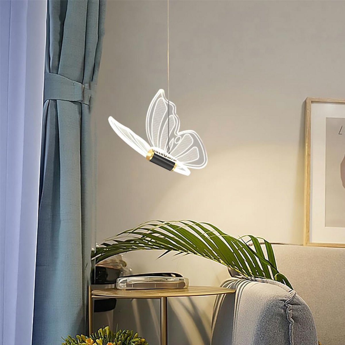 Moderne LED Plafondlamp Vlinder Design - Stijlvolle Zwarte Metalen Hanglamp voor Woonkamer
