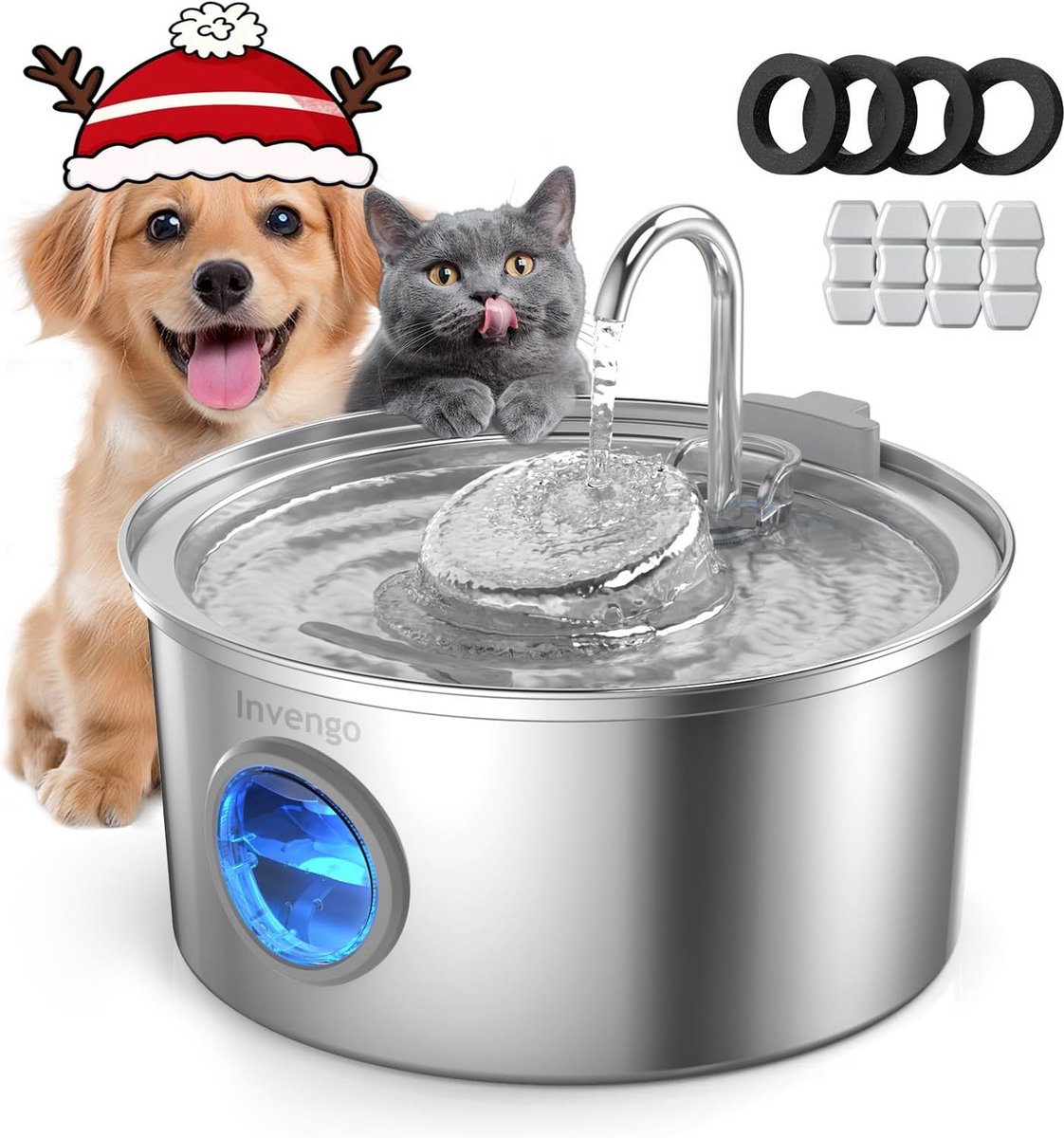 RVS Drinkfontein voor Katten 3.2L met Automatische Watertoevoer