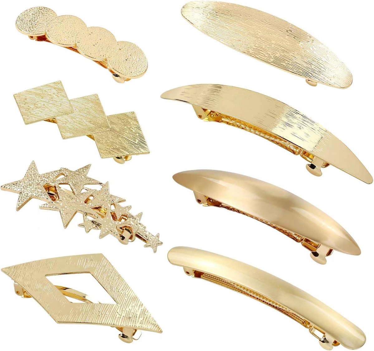 8x Gouden Metalen Haarspeldjes Set - Franse Automatic Layers voor Dames en Meisjes