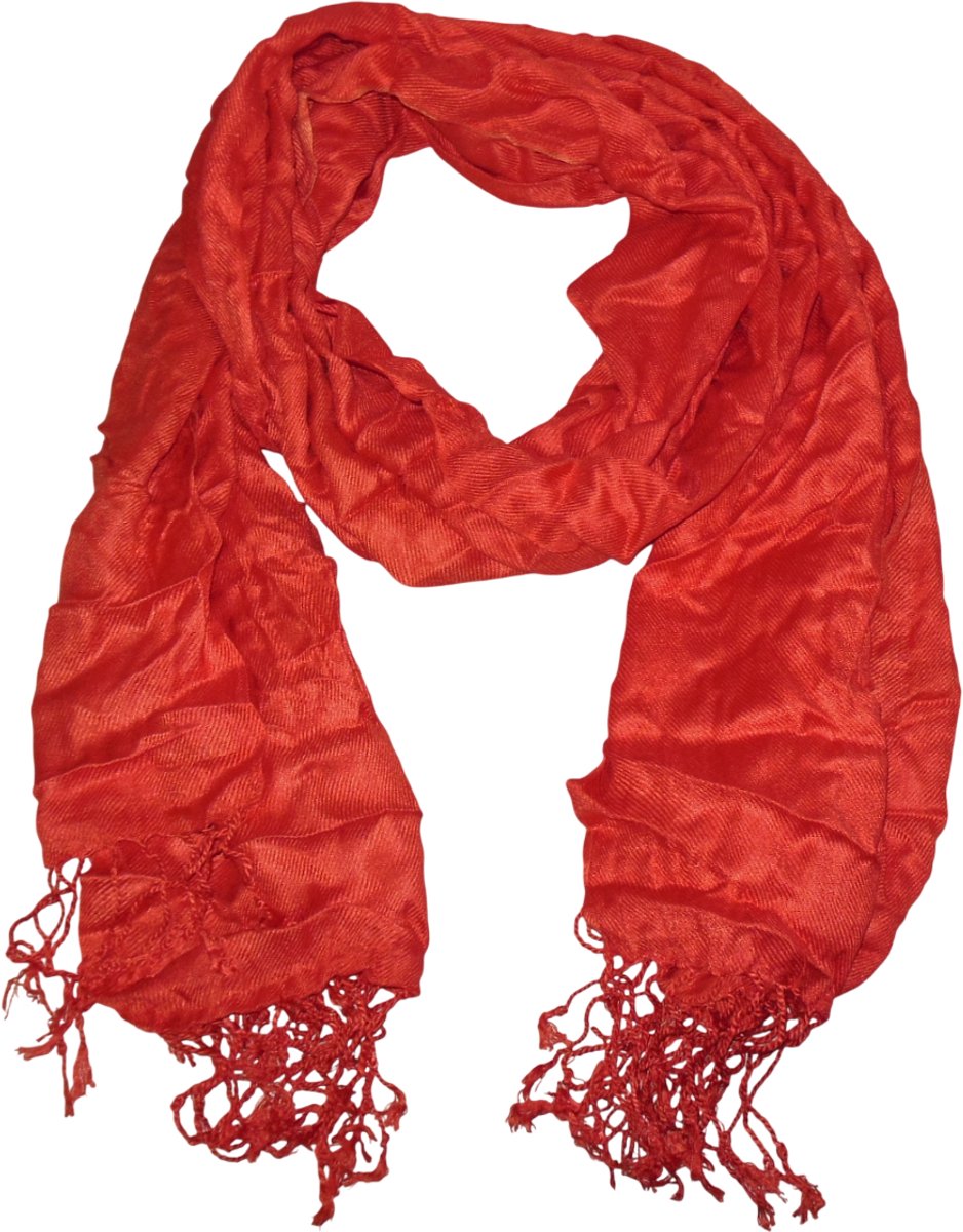 Sjaal rood met rafels