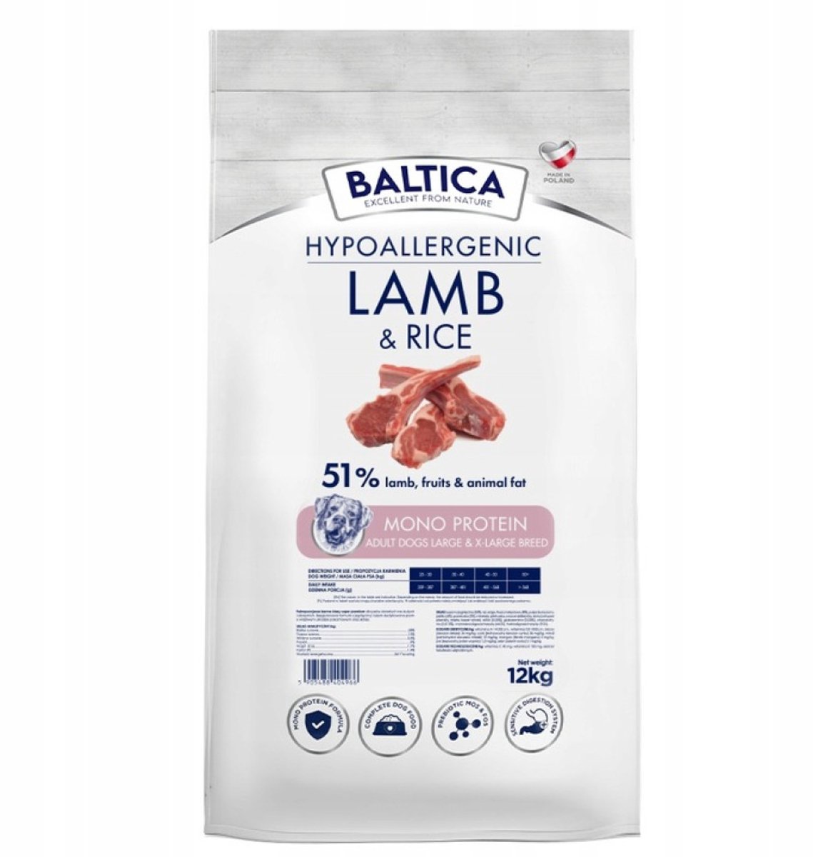 Baltica Baltica Hypoallergenic - Hondenvoer Lam & Rijst - Maat L/XL (Grote Rassen) - 12 kg - Erwtenvrij & Gewrichtsformule