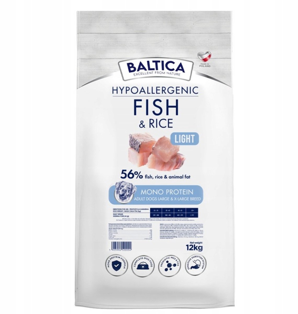 Baltica Baltica Nutraceutic - Hondenvoer Vis & Rijst Light - Maat L/XL (Grote Rassen) - 12 kg - Hypoallergeen & Vetarm (7%)