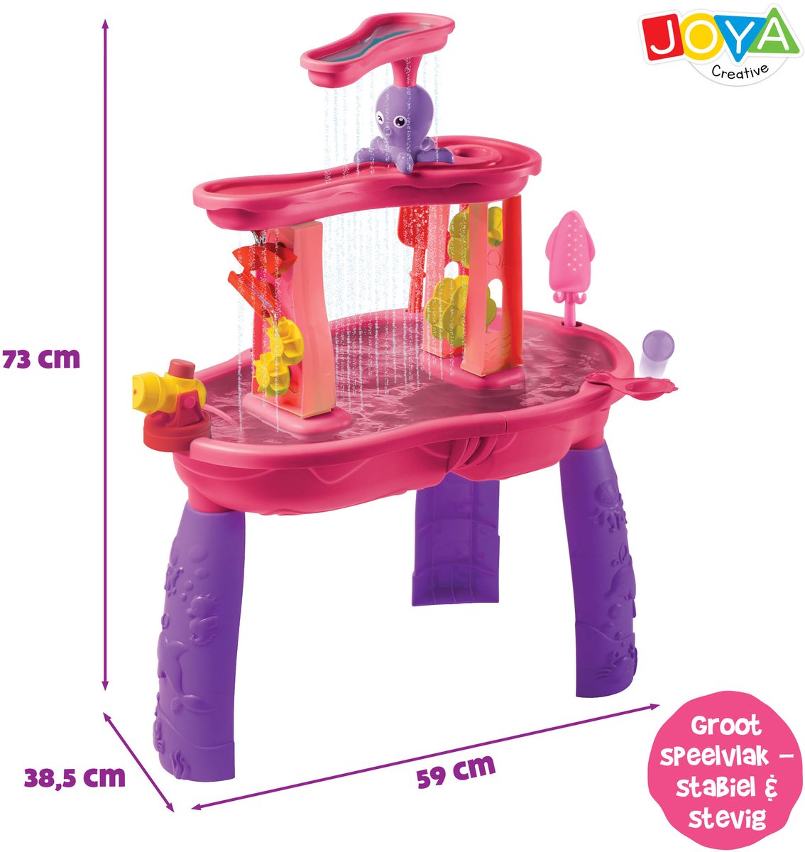 Joya Creative Watertafel Meisjes - Roze Waterspeeltafel - 34-delig accessoire set - Waterval Effect – Afmeting 59x38,5x73 cm – Activiteitentafel met Water Voor Buiten en Tuin — afbeelding 6