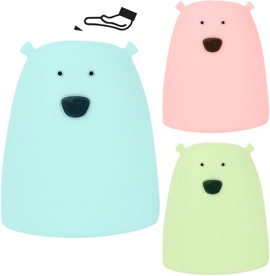 Mary's Siliconen LED-nachtlampje beer, batterijgevoede lamp voor kinderkamer, warm RGB-licht van Mary's — afbeelding 3