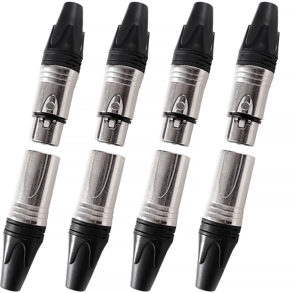4 Paar 3-Pins XLR Connectoren Set Mannelijk en Vrouwelijk voor Microfoon en DMX Kabel