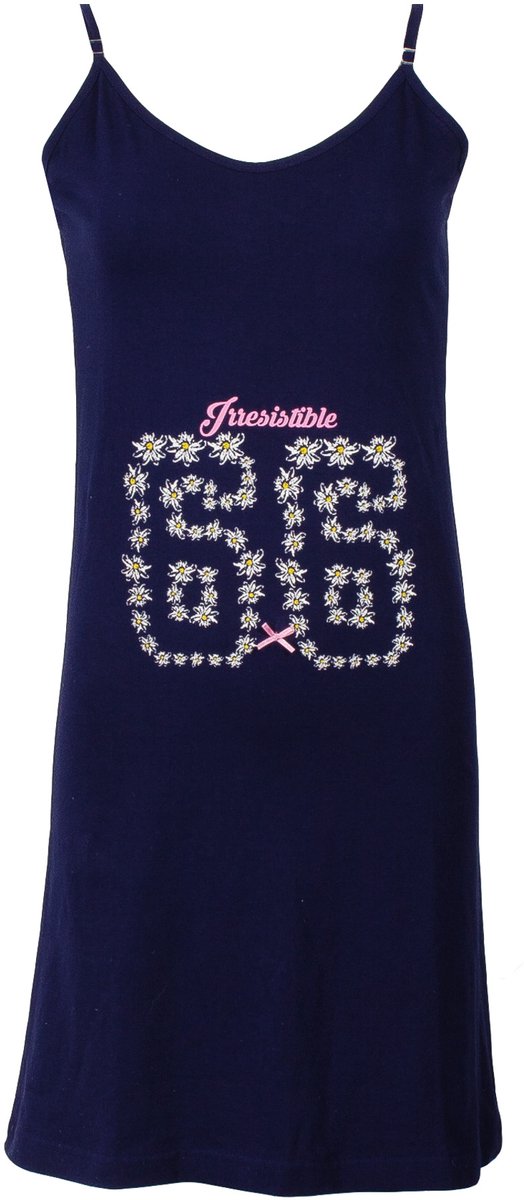 Irresistible Dames Nachthemd - Bloemenprint - Donker Blauw
